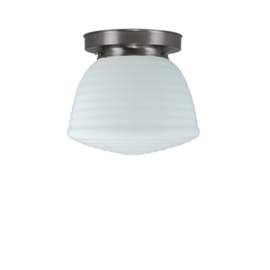 Plafonniere retro glazen bol Rib met mat nikkel ophanging nr 7P1-464.00