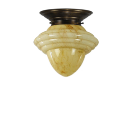 Plafonniere midden bruin licht gemarmerde oliepot bol M. nr 2P2-250.60
