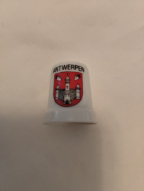 Vingerhoed porcelein opdruk Antwerpen 3cm hoog zonder doosje