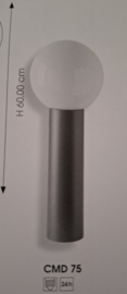 Edelstaal buitenlamp staand antraciet coating opaal bol IP44 H-60cm E27 nr: 75