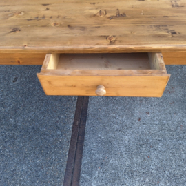 Engelse tafel nieuw oud licht geschaafd hout ronde poot br-200cm 1-la nr T202530