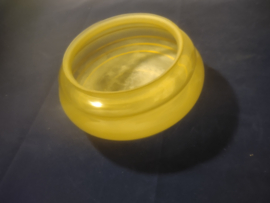 Oude glazen plafonniere bol goud gestreept mat zacht geel D19,5cm oud-G323
