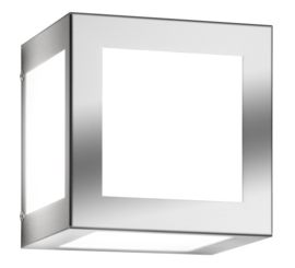 Edelstaal wandlamp met opaal glas 1xE27 IP44 h-16cm br-16cm nr 41