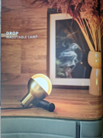 Tafellamp en wandlamp in 1 model Drop 1-lichts d15cm zwart messing nr 05-WL1346-0230