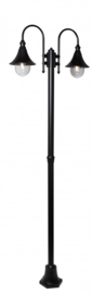 Buitenlamp mast h-248cm serie Calice II 2-lichtpunten in zwart leverbaar nr: FL702