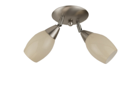 Combinatie 2-L plafondspot mat nikkel met glazen kapjes kelkje 8,6cm champagne nr 7Sp2-950.50