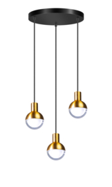 Hanglamp model Drop rond 3-lichts GU10 h200cm d30cm zwart messing nr 05-HL4247-0230