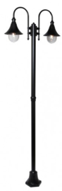 Buitenlamp mast h-248cm serie Calice II 2-lichtpunten in zwart leverbaar nr: FL702