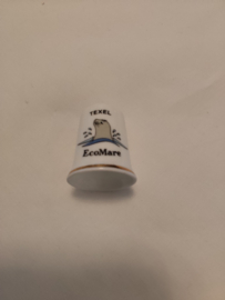 Vingerhoed porcelein opdruk Texel Ecomare 2,9cm hoog zonder doosje