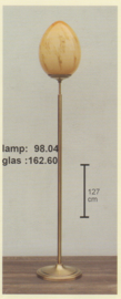 Vloerlamp h-127 oud messing klassieke voet gemarmerde kap ei nr 98.04