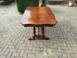 Hollandse antieke mahonie coulissetafel br-143cm max. L - 328cm 5 eiken inlegbladen 1880 nr T20245