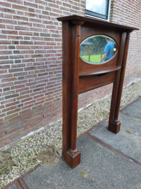Eiken Engelse voorzetschouw met zuilen ovale spiegel omstreeks 1900-1920 nr K202419