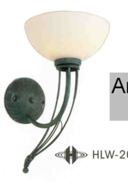 Bronskleurige wandlamp met glazen kap nr:20364/1