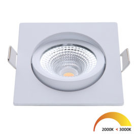 LED inbouwspot vierkant 2000K-3000K 450L 60gr. dimb. + driver CRI95 IP54 wit kantel nr 08-ED-10025