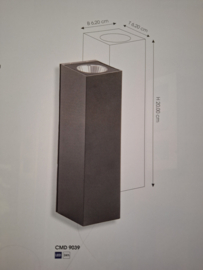 Buitenspot wandspot 2x 7W LED Aluminium antraciet gecoat h-20cm up en down light nr 9039