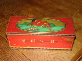 Blikken trommeltje C.W.S.Biscuits met art nouveau afbeelding
