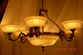 Retro schaallamp antiek messing met 9 lichtpunten nr:20369/6+3