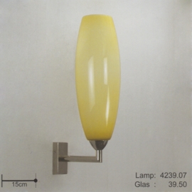 Wandlamp strak upl. mat nikkel met champagne cilinder kap 39cm nr 4239.07