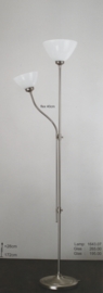 Vloerlamp leesflex + uplight mat nikkel met opalen calimero kappen nr 1643.07