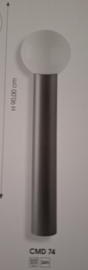 Edelstaal buitenlamp staand antraciet coating opaal bol IP44 H-90cm E27 nr: 74