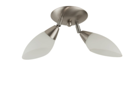 Combinatie 2-L plafondspot mat nikkel met glazen kapjes Schepje 7,5cm mat wit nr 7Sp2-231.39