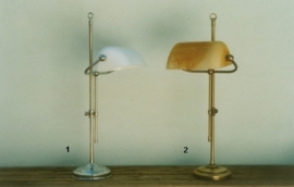 Burolamp bankiersglas wit/opaal en verstelbare voet chrome (nr 1 op foto)