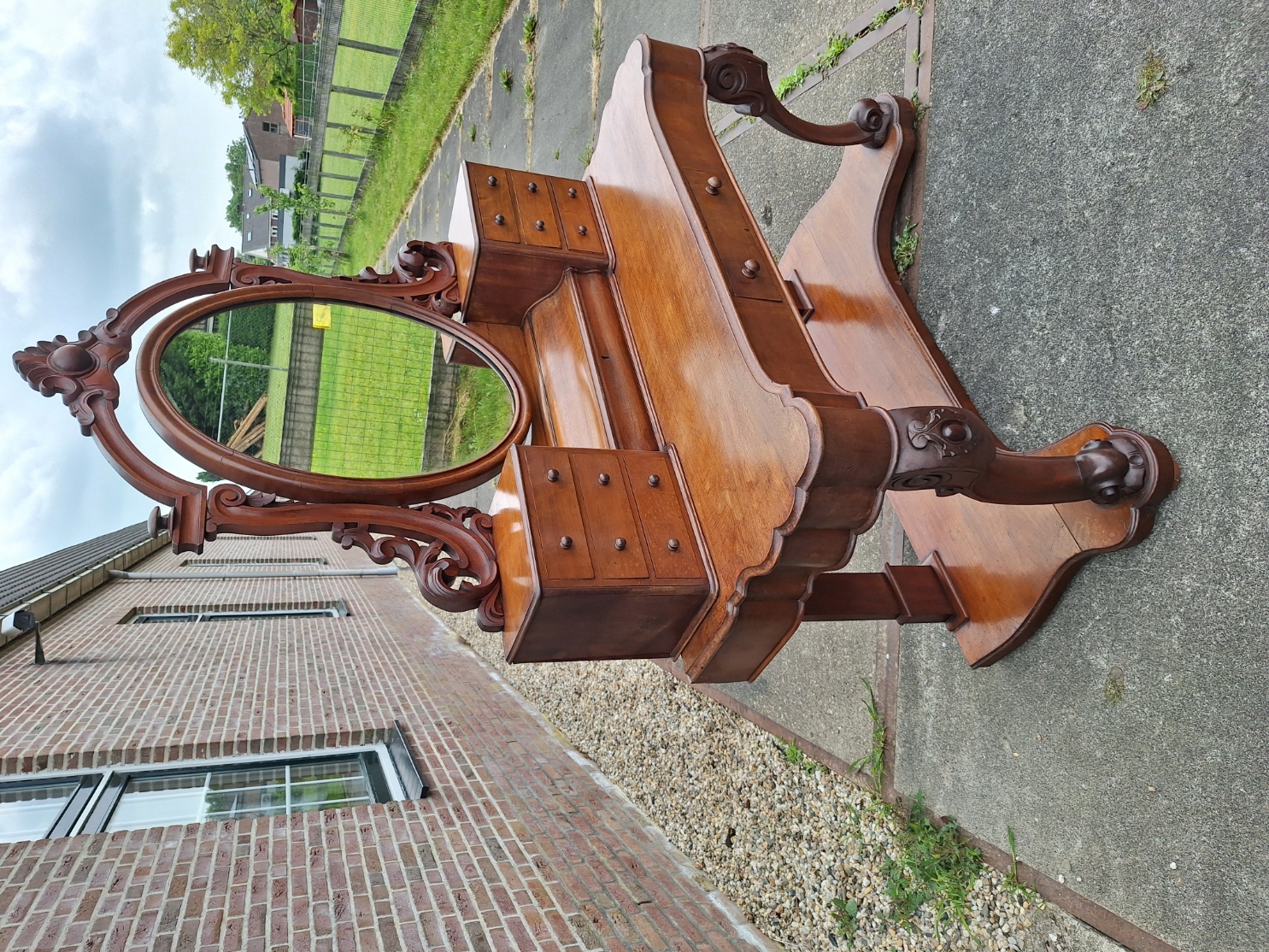 Mahonie houten kaptafel antiek omstreeks 1850-1870 nr K202556