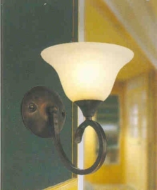 Bronskleurige wandlamp 1-lichts met geaderd glas nr:20324/1