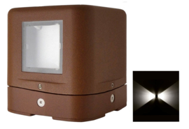 Buitenlamp sokkel serie Kubs d12cm 2 zijden 4W LED roestbruin nr 404.01214/2