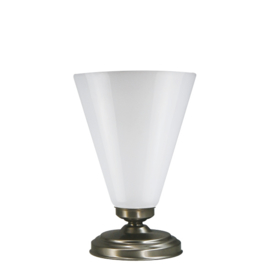 Tafellamp uplight mat nikkel en trechterkap L opaal 33cm nr 7Tu-324.00