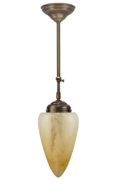 Schuifstang kort H 66-89 oud messing met glazen bol Traan licht marmer 18cm 4Sk1-293.60