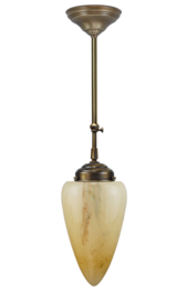 Schuifstang standaard H 93-143 oud messing met glazen bol Traan licht marmer 18cm 4Sk2-293.60