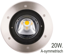 Buitenspot grond RVS 20W LED A-symmetrisch dia-23cm nr 10-335754
