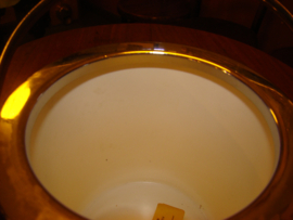 Vintage koekpot of biscuitbarrel of ijsemmer.Laminated Lancraft Woodware.