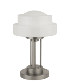 Tafellamp mat nikkel Quattro opaal kap Rondo d-26cm h-40cm nr 7Tq-2650.00