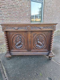 Antiek jacht dressoir omstreeks 1880 mooi houtsnijwerk op panelen nr K202542