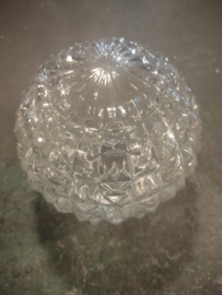 Oude glazen kap bol ster motief helder met schroefdraad 8,5cm oud-g13