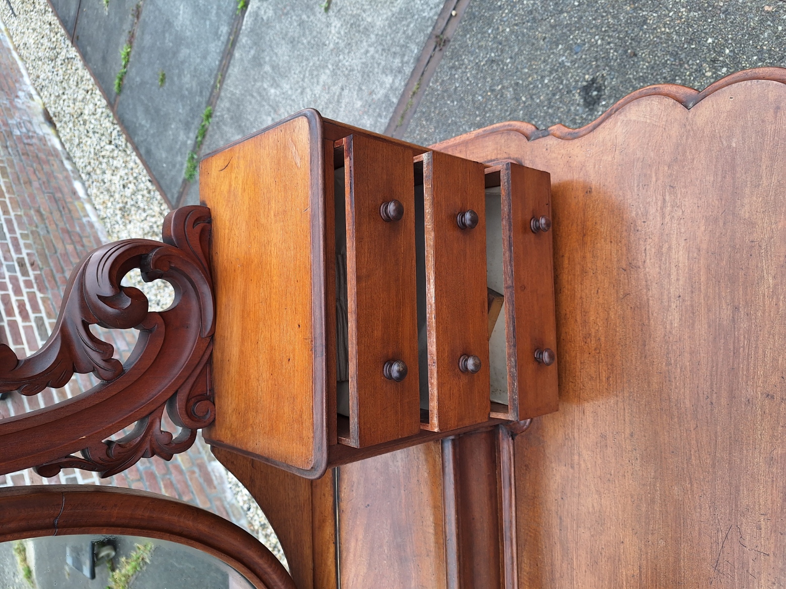 Mahonie houten kaptafel antiek omstreeks 1850-1870 nr K202556