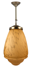 Schuifstang standaard H 109-159 oud messing met glazen bol Parma opaal 30cm 4Sk2-442.70