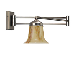 Wandlamp mat nikkel wandschaar met klokje kap 14 licht marmer nr 7Ws-311.60