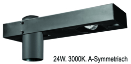 Buitenlamp kop 24W LED a-symmetrisch ALU zwart nr 10-20310