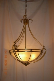 Retro hanglamp antiek messing met schaal nr:20317/3B