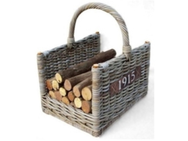 Handgevlochten houtmand met hengsel 45x35x30cm grijs naturel nr: 901520