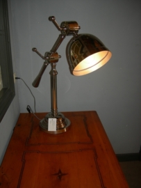 Mooie zware chrome bureaulamp ronde poot met 2 buigpunten Industrial