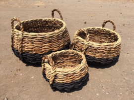 Set van drie bananenblad schalen natural zwart d-55cm nr 800872