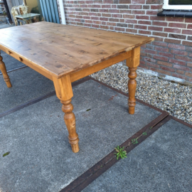 Engelse tafel nieuw oud licht geschaafd hout ronde poot br-200cm 1-la nr T202530