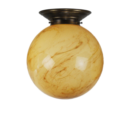 Plafonniere midden bruin met glazen bol 30cm licht marmer nr 2P2-3000.60