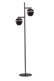 Vloerlamp model Claire 2-lichts E27 h165cm d30cm zwart goud nr 05-VL8124-30