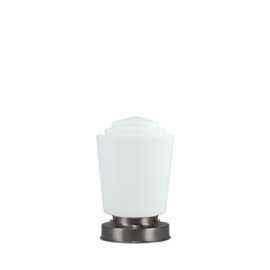 Getrapte tafellamp model blok mat nikkel met opaal kap Kurk 15cm nr 7Tp1-467.00