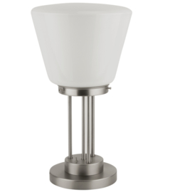 Tafellamp mat nikkel Quattro opaal kap Schoolbol d-25cm h-46cm nr 7Tq-639.00